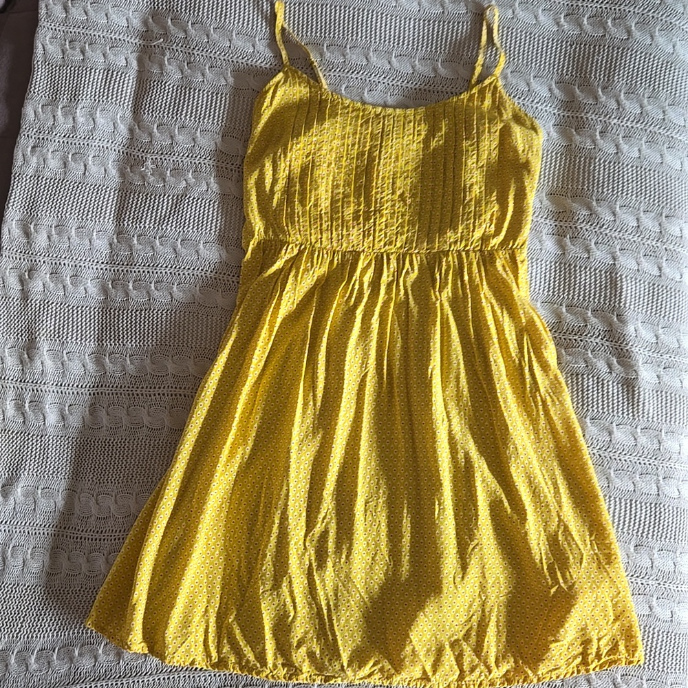 Old Navy Yellow Sundress with Tiny Pink Floral Print